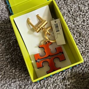 Tory Burch Pomander Resin Logo Key Chain Bag Charm Key Fob New with Tags